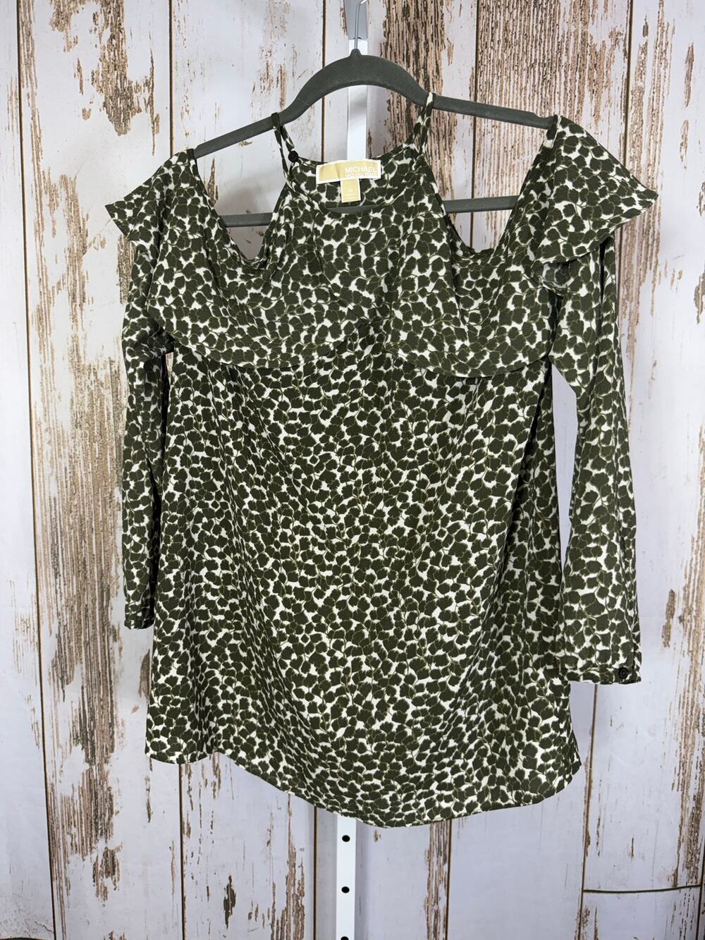 Michael Kors, Cold Shoulder Ruffle Flounce Top. Size Medium. Excellent cond!
